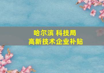 哈尔滨 科技局 高新技术企业补贴